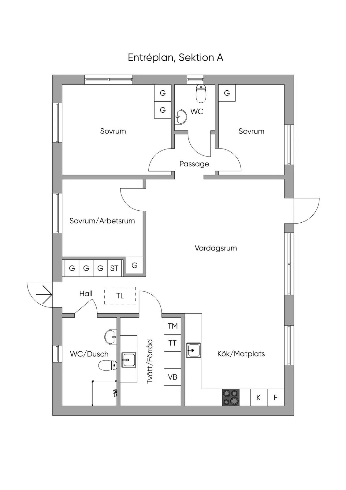 Planritning för Sjöängsvägen 33C