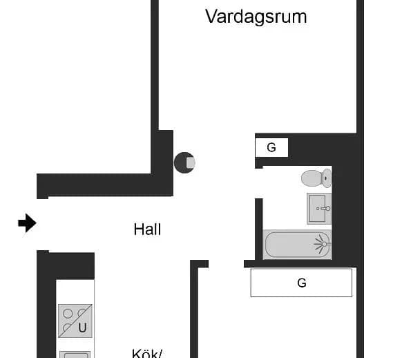 Planritning för Stockholmsvägen 13B