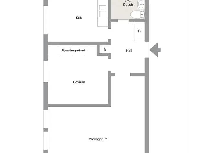 Planritning för Sörbygatan 67 G