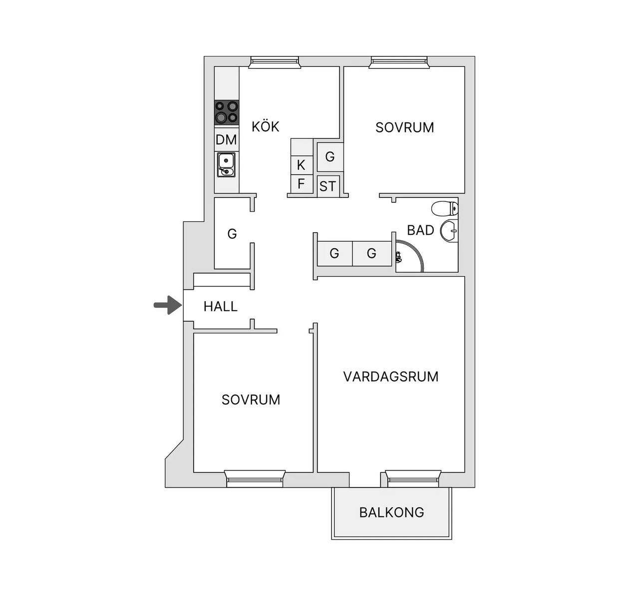 Planritning för Ulvsbygatan 30B