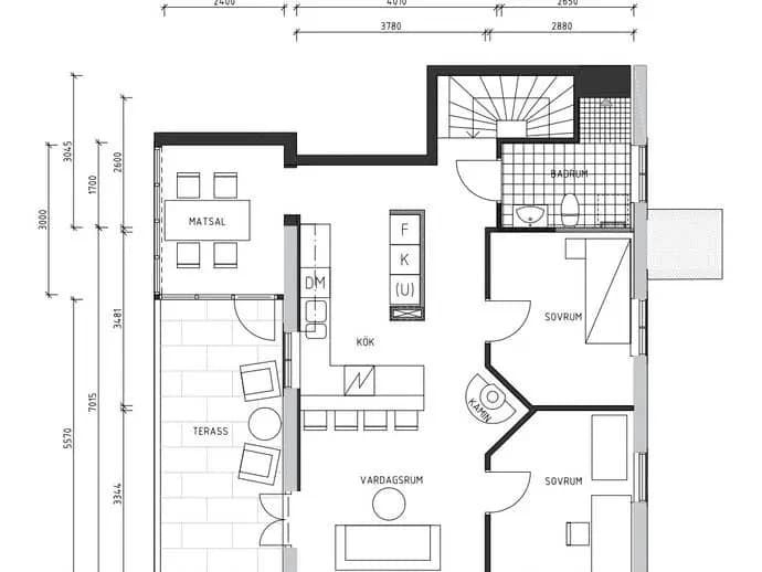 Planritning för Mossbergs väg 14F