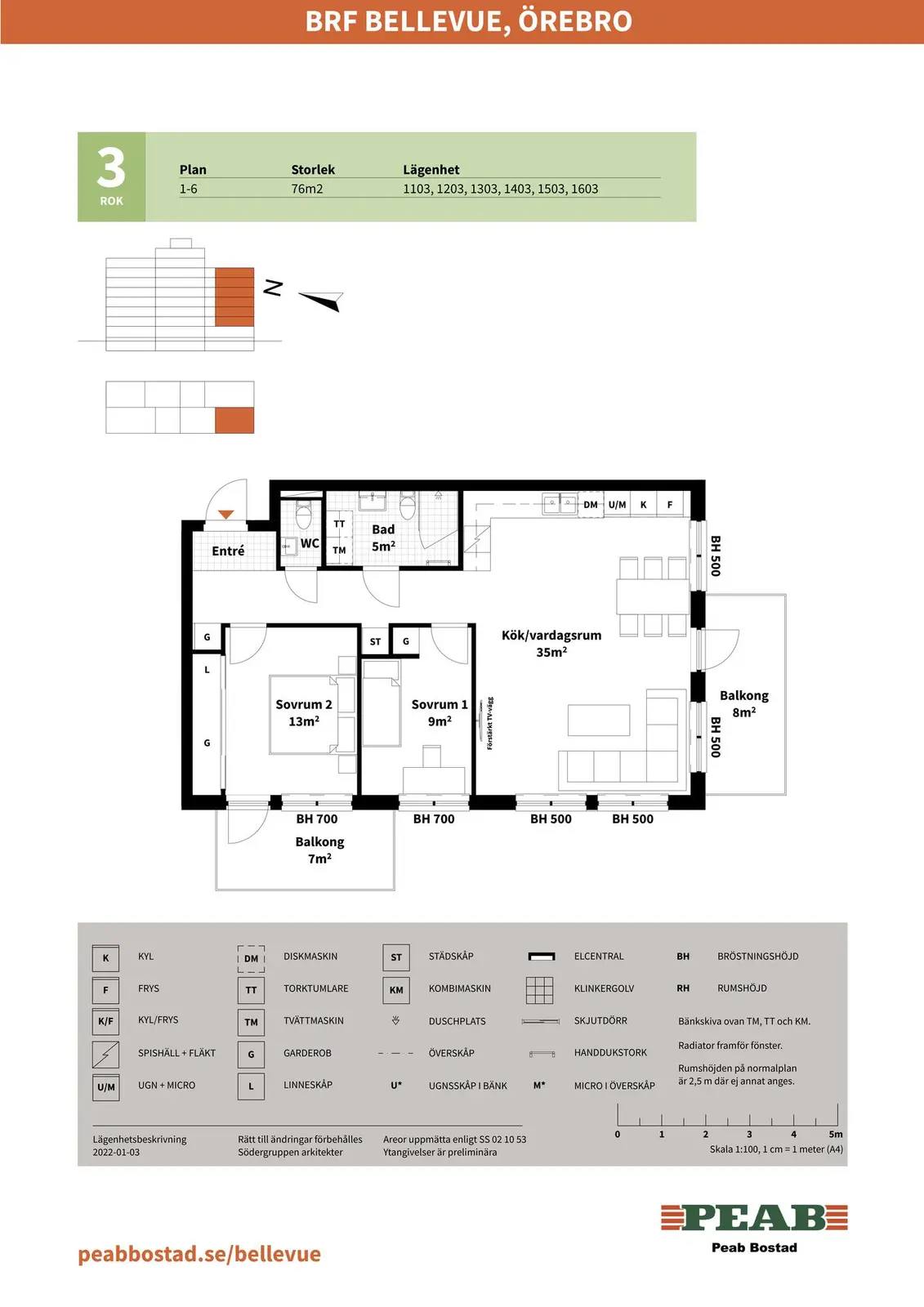 Floor plan for Lykttändargatan - Lgh 1103