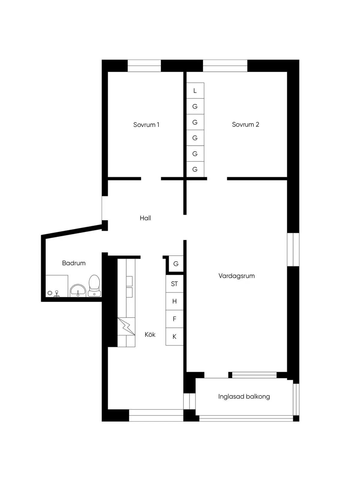 Planritning för Säbytorgsvägen 8A, 4 tr