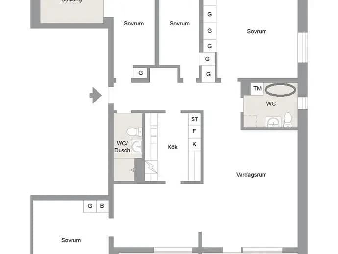 Planritning för Tredje Tvärgatan 24 D