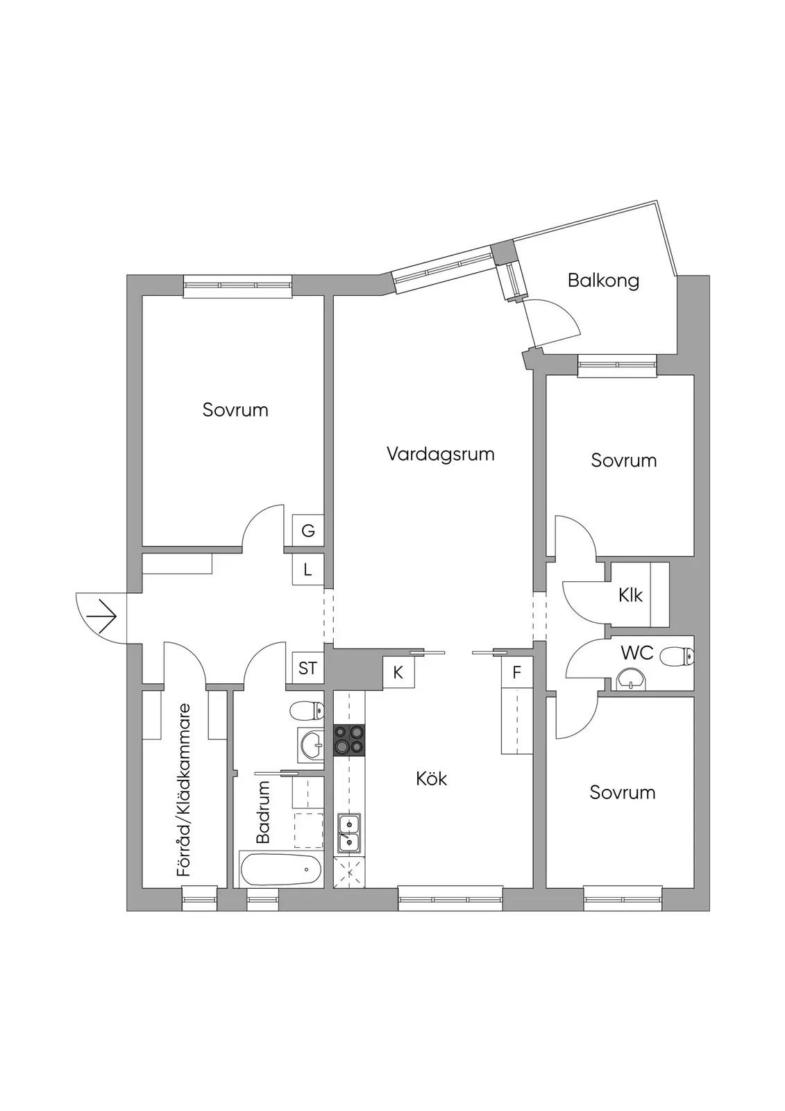 Floor plan for Ljustergränd 3, 4tr