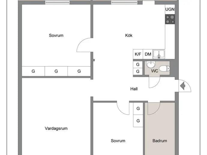 Floor plan for Kornvägen 6, markplan