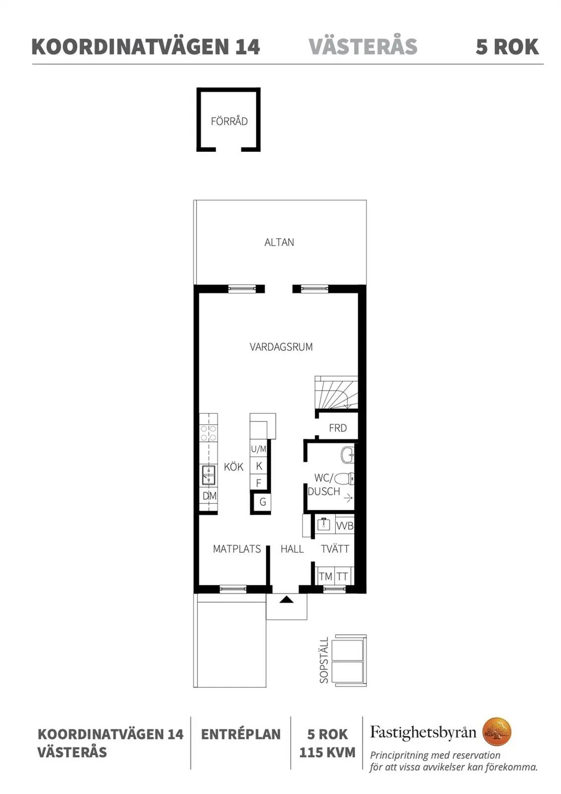 Planritning för KOORDINATVÄGEN 14