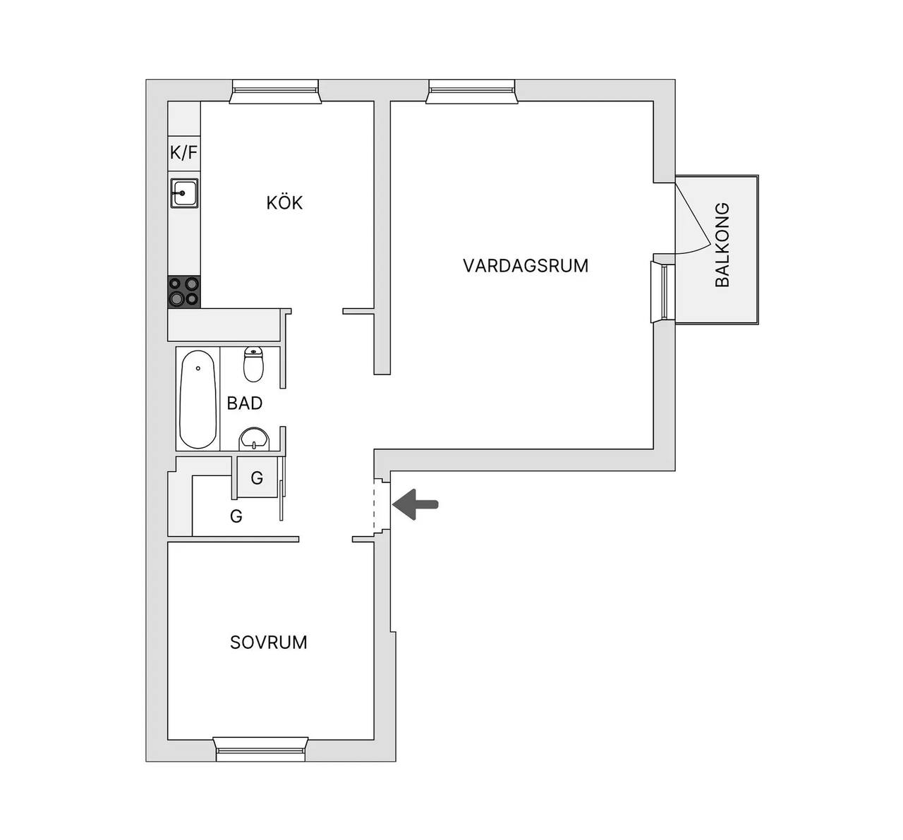 Floor plan for Vitemöllegatan 7F