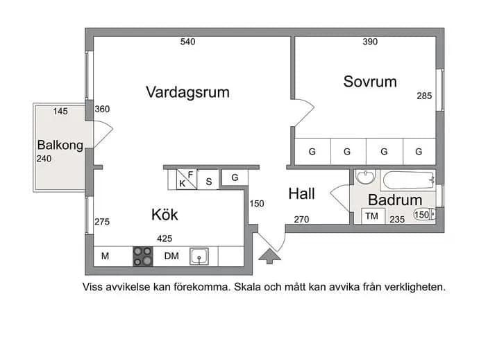 Floor plan for Kallforsvägen 36, 2 tr