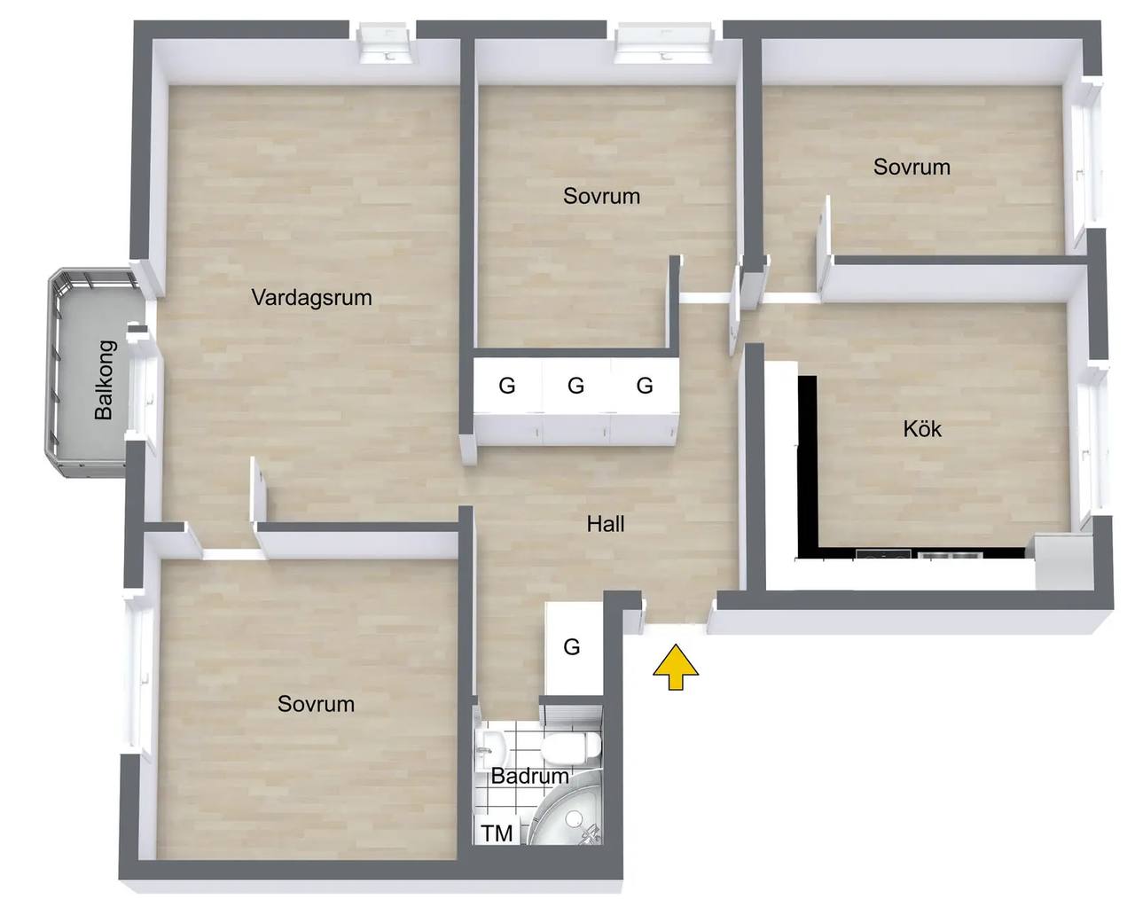 Planritning för Svartbäcksgatan 101A