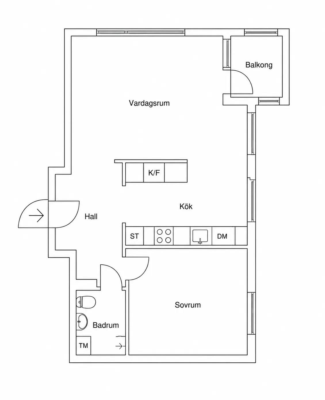 Floor plan for Västra Bernadottesgatan 25B