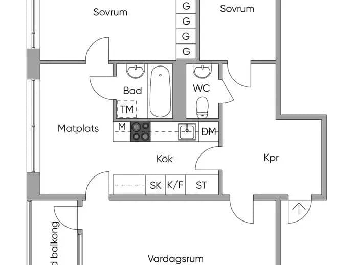 Planritning för Örsvängen 9