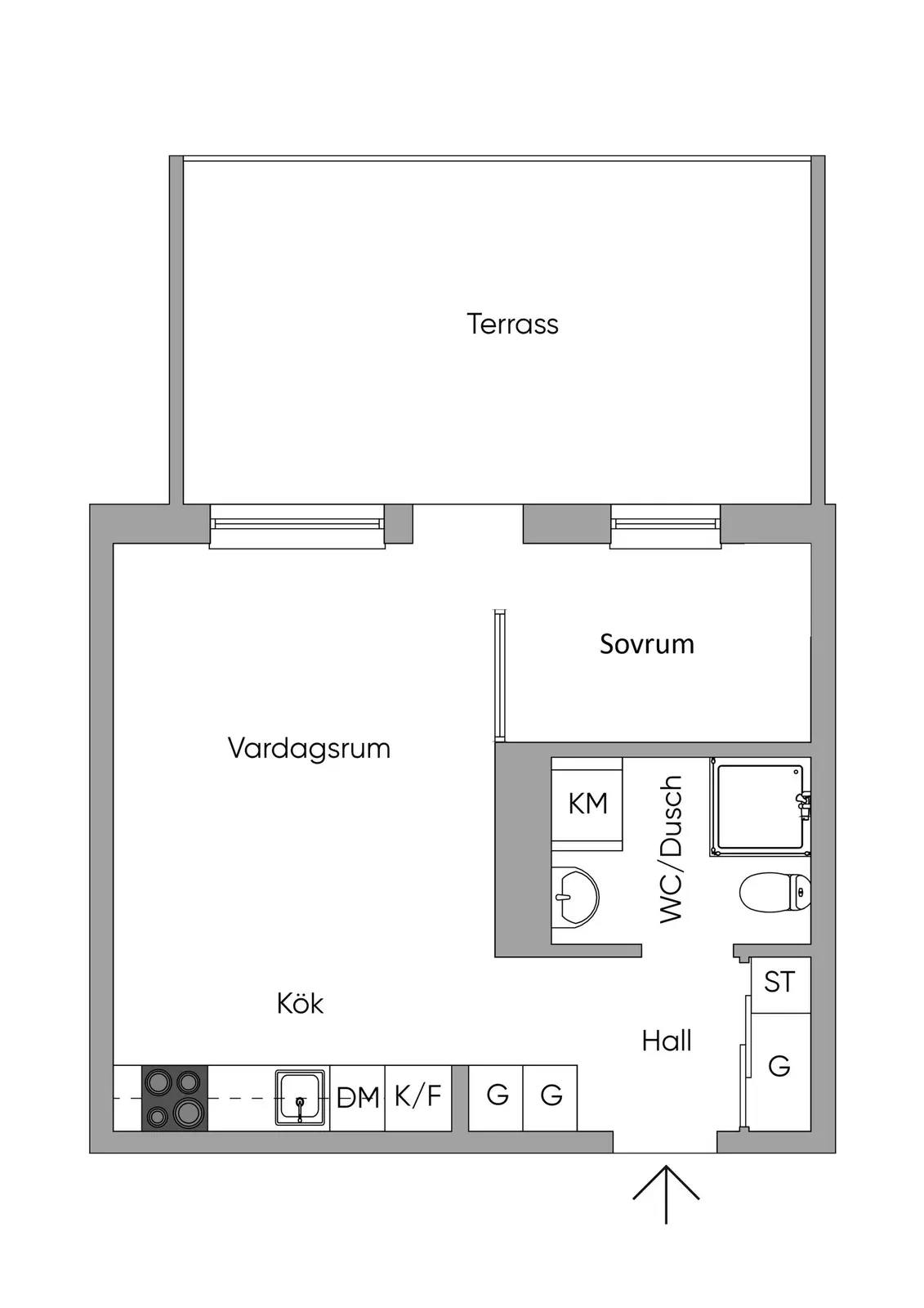 Planritning för Virkesvägen 5E, 6tr