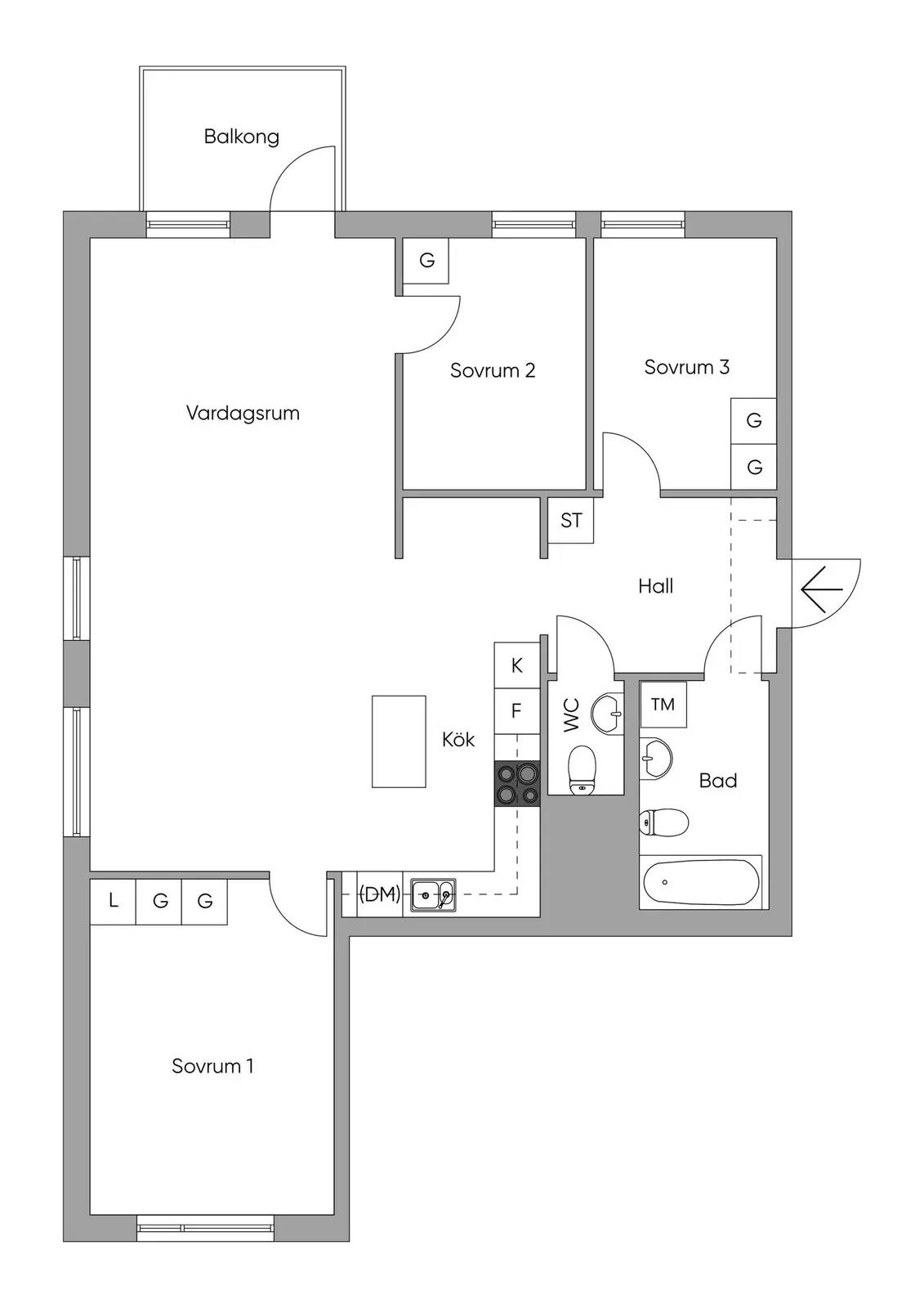 Floor plan for Katrinebergsvägen 2, vån 2 av 8