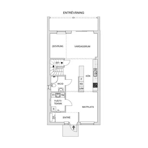 Planritning för Banvallsvägen 8B