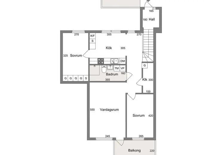 Planritning för Tranbärsvägen 3B