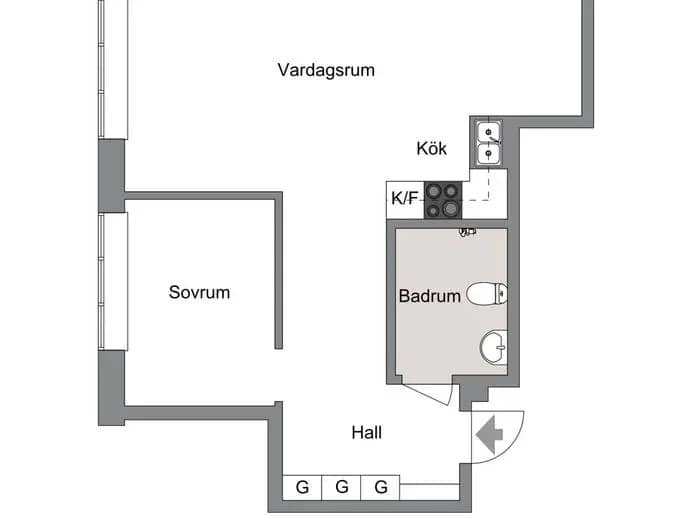 Planritning för KOPPARBERGSVÄGEN 23 LGH 1507