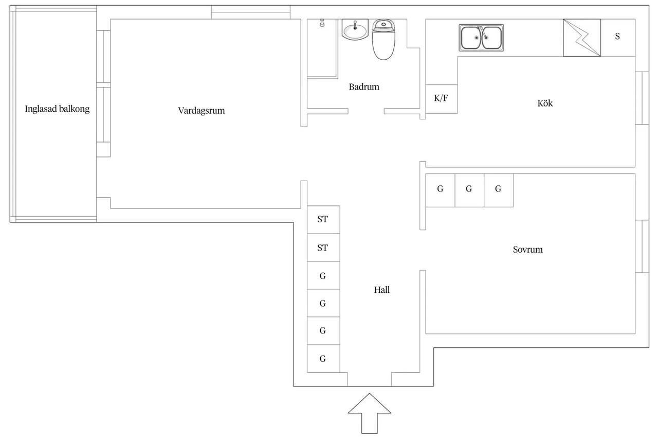 Planritning för Kung Kristians väg 2D