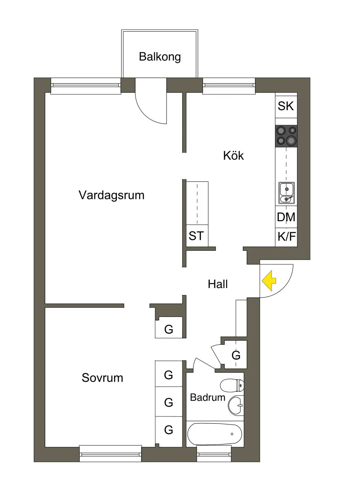 Planritning för Läggestavägen 6