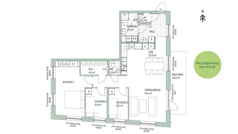 Apartment, 4 rooms, 93 m² in Skåne