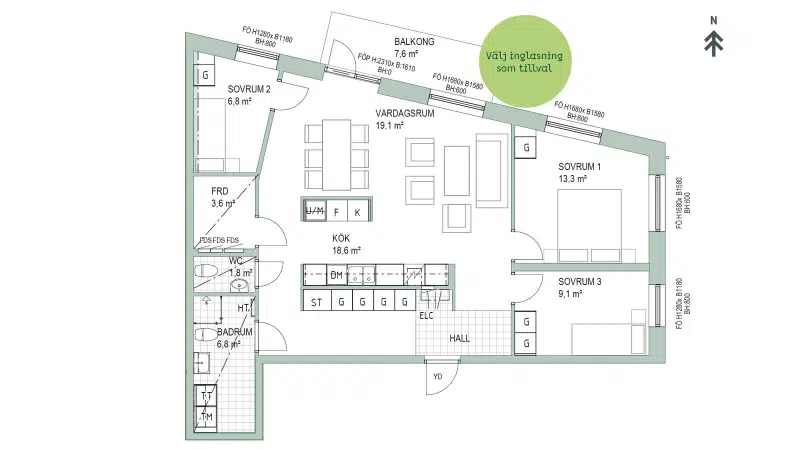 Apartment, 4 rooms, 96 m² in Skåne