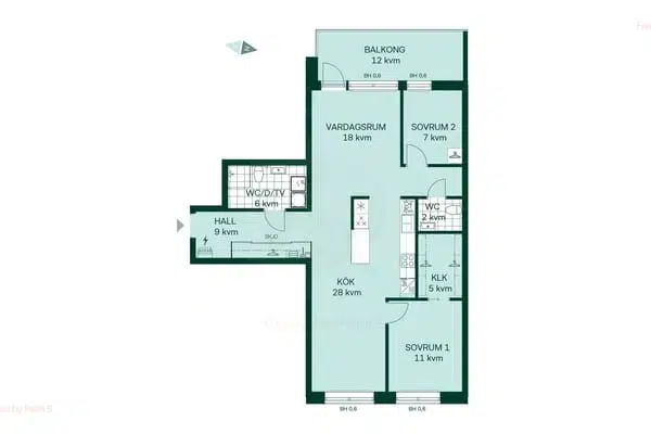 Apartment, 4 rooms, 92 m² in Umeå