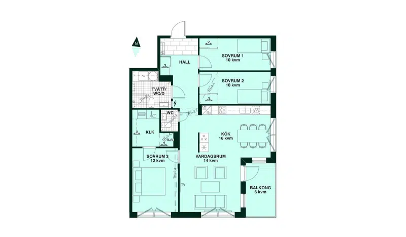 Apartment, 4 rooms, 92 m² in Stockholm