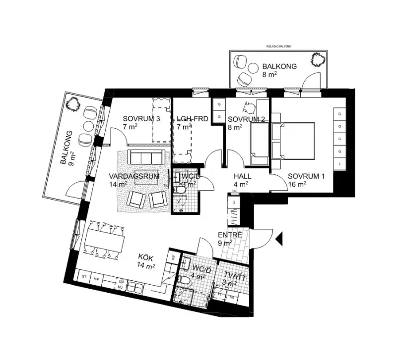 Apartment, 2 rooms, 50 m² in Stockholm