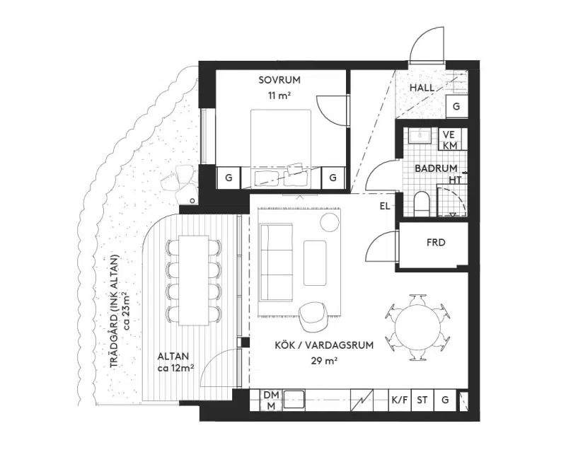 Apartment, 2 rooms, 56 m² in Stockholm