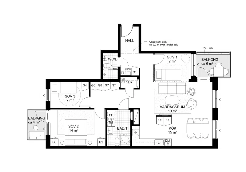 Apartment, 3 rooms, 69 m²