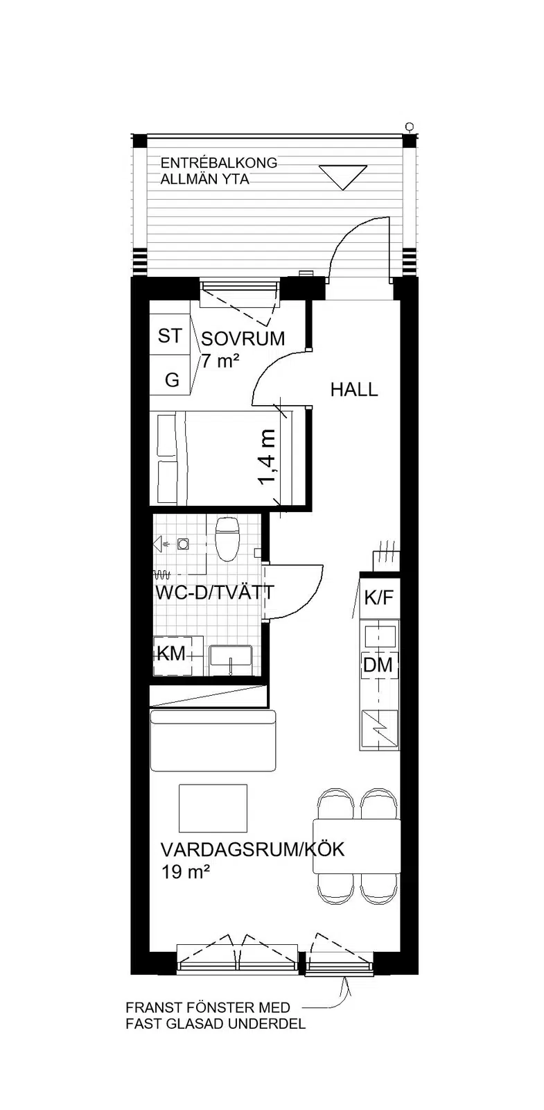 Apartment, 3,5 rooms, 64 m²