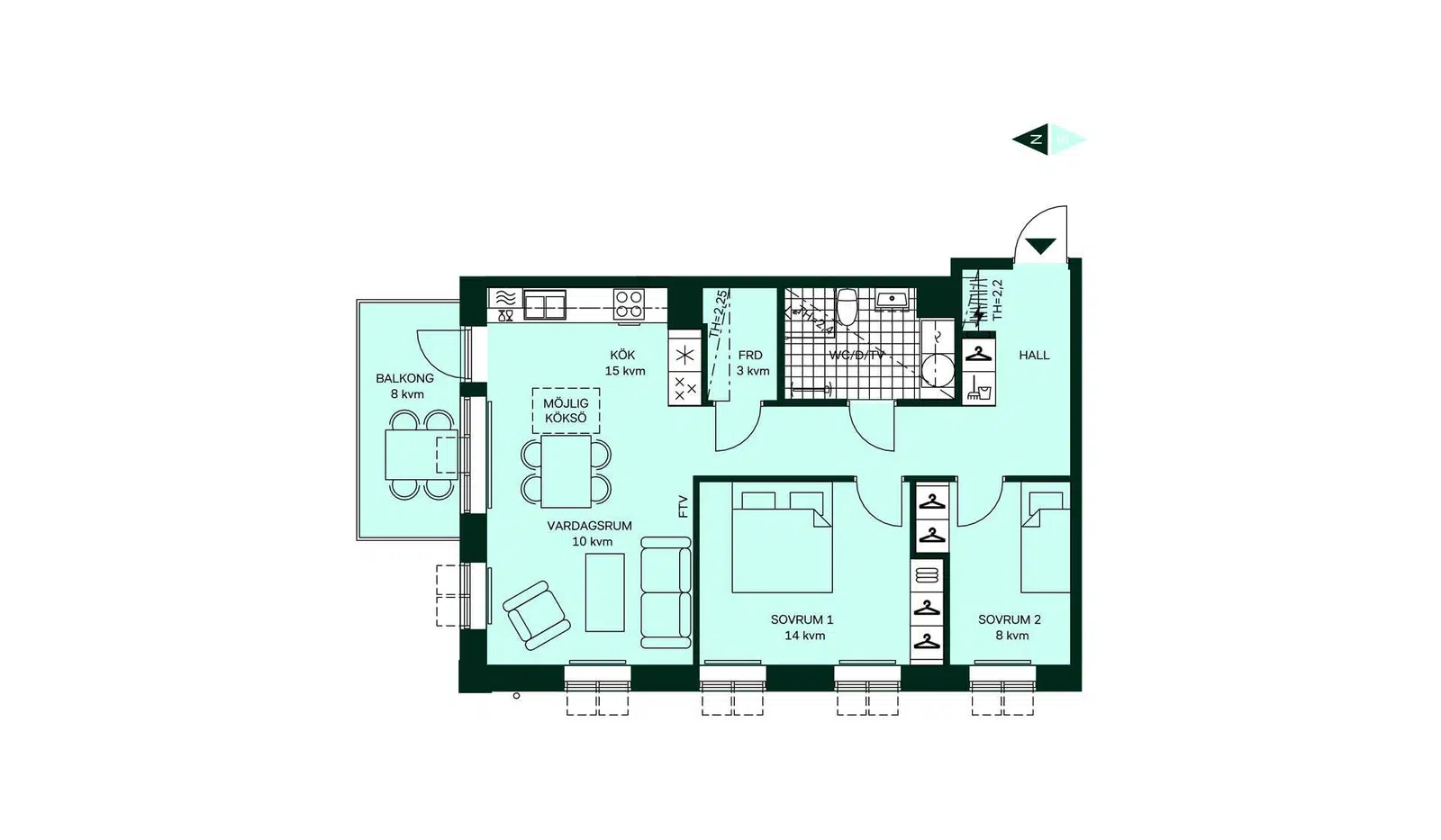 Lägenhet, Lilla Regementsvägen 47. Bild 1 av 1
