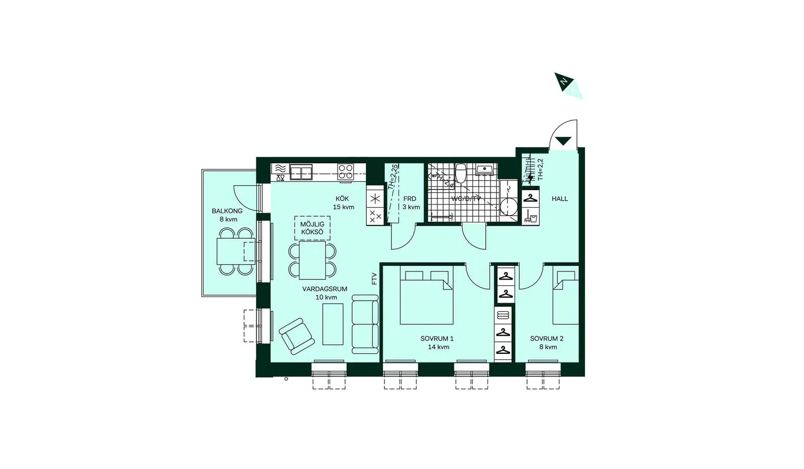 Lägenhet, Lilla Regementsvägen 51. Bild 1 av 1