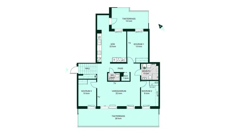 Apartment, 1 room, 32 m²