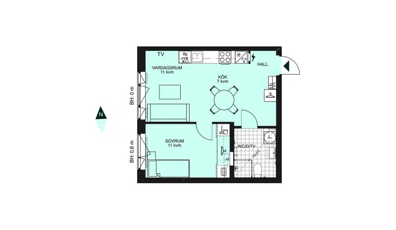 Apartment, 2 rooms, 50 m²