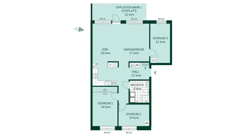 Lägenhet, 4 rum, 102 m²