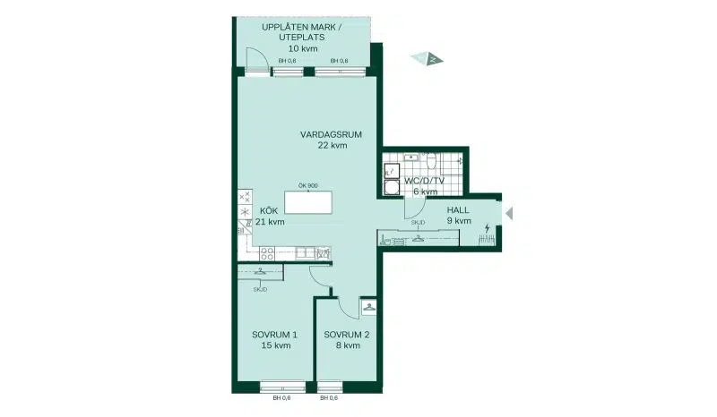 Lägenhet, 4 rum, 92 m²