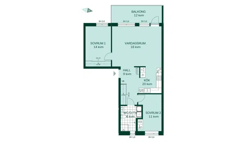 Lägenhet, 3 rum, 78 m²