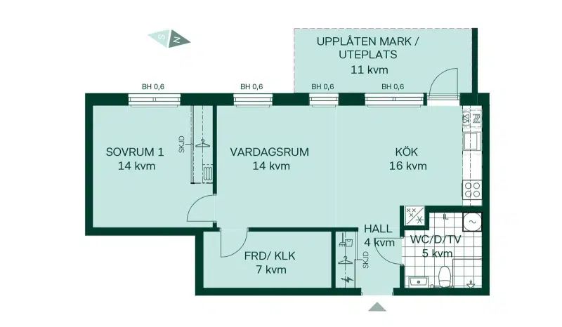 Lägenhet, 4 rum, 92 m²