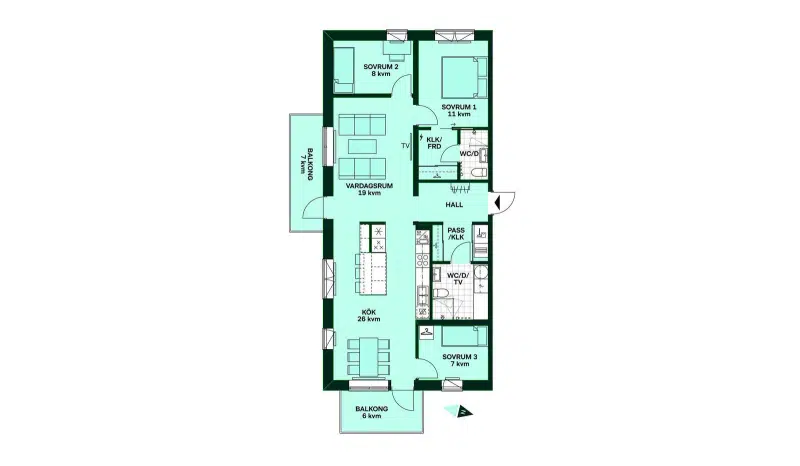 Lägenhet, 2 rum, 40 m²