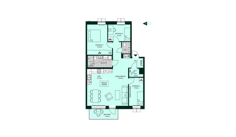 Apartment, 3 rooms, 70 m²