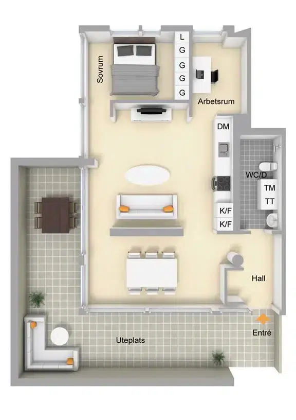 Apartment, 2 rooms, 54 m² in Falkenberg