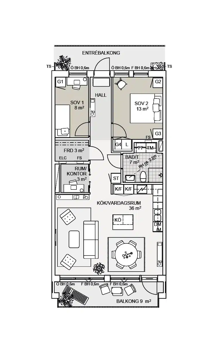 Lägenhet, 3 rum, 80 m²
