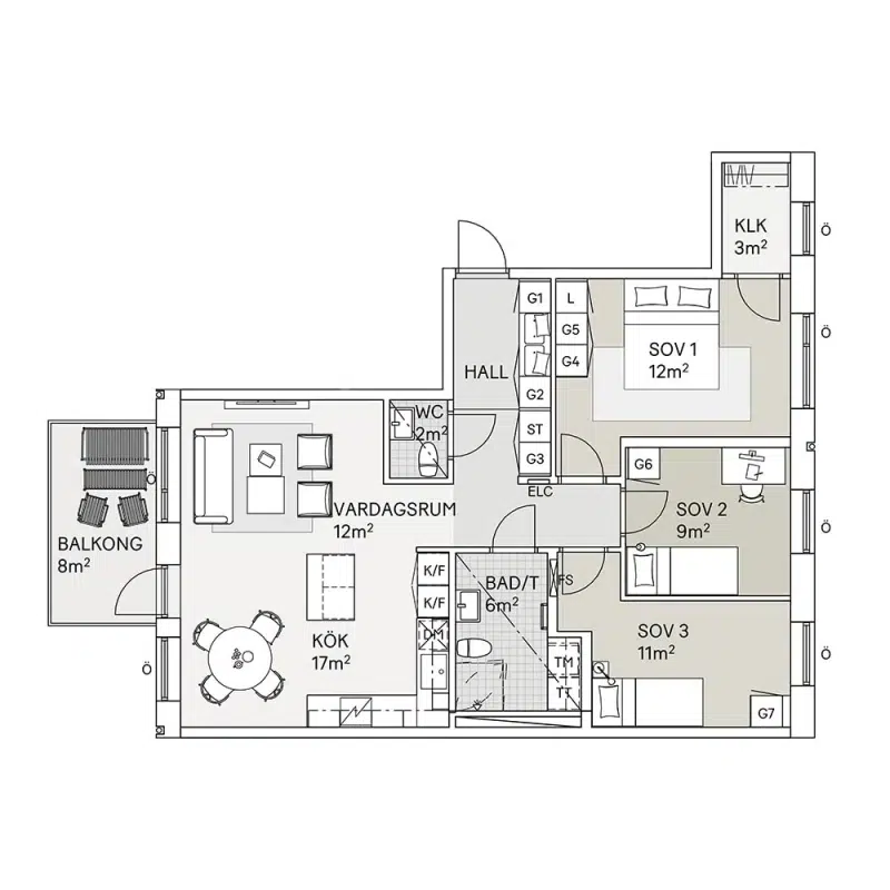 Apartment, 4 rooms, 89 m²