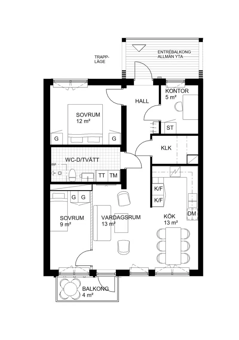 Apartment, 3,5 rooms, 64 m²
