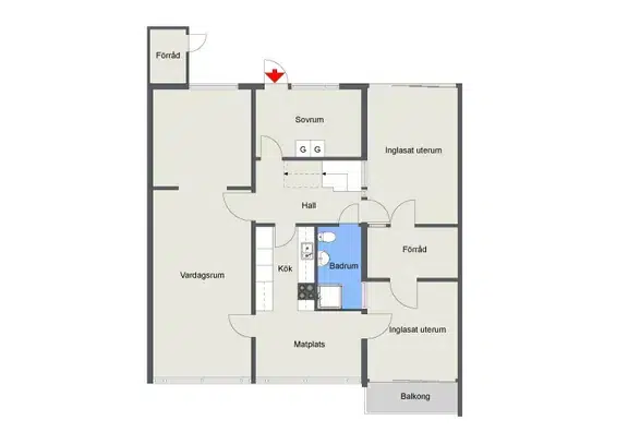 Apartment, 2 rooms, 53 m² in Norrköping