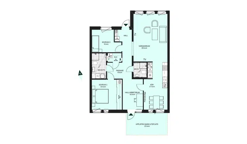 Apartment, 4 rooms, 105 m² in Linköping