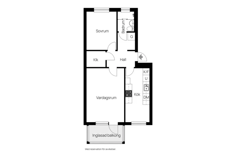 Apartment, 2 rooms, 54 m² in Centralt